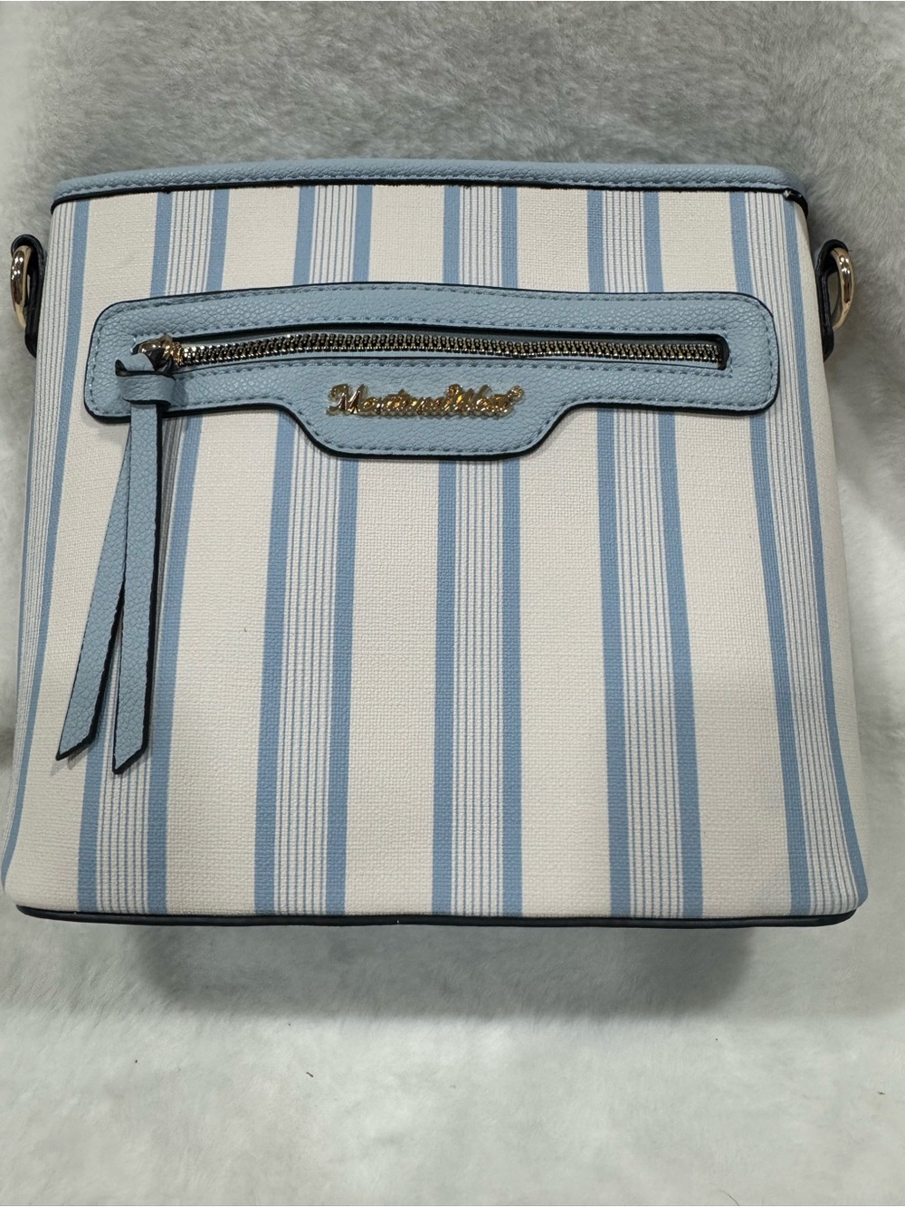 Montana West – NWOT – Light Blue & White Striped Crossbody Bag